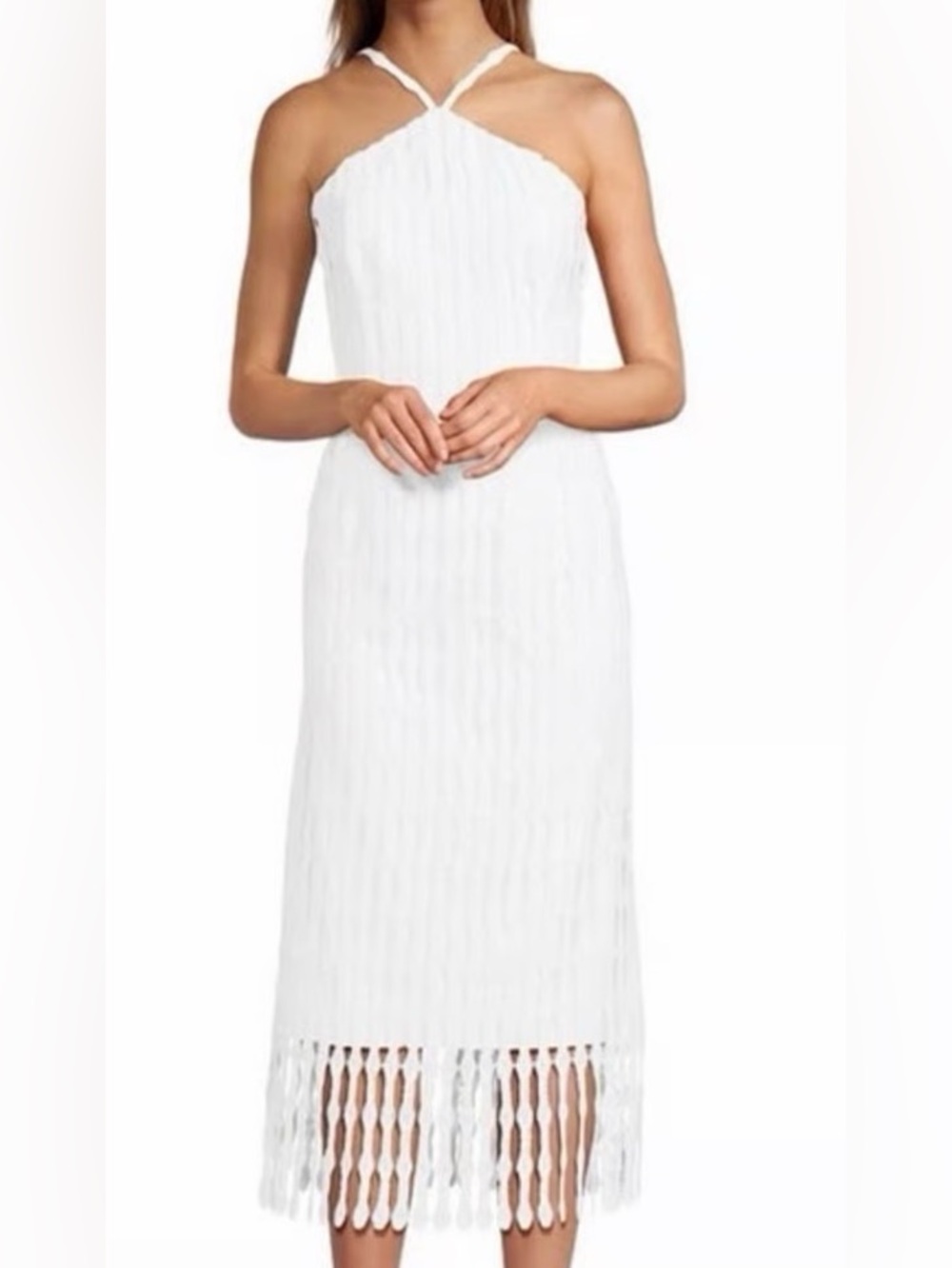 ANTONIO MELANI White Fringe Maxi Dress